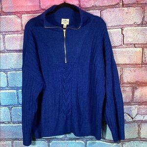 St. John’s Bay Royal Blue Women's 2X Quarter Zip Pullover Sweater Knit Mock Neck